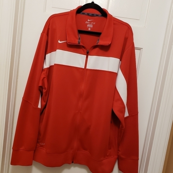 EC Nike Dri-Fit Red & White Full zip jacket size XL athlesiure - Picture 1 of 10